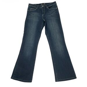 Tru Luxe Jeans Dark Blue Flare Women's Jeans With Rhinestone pockets Size 30/10